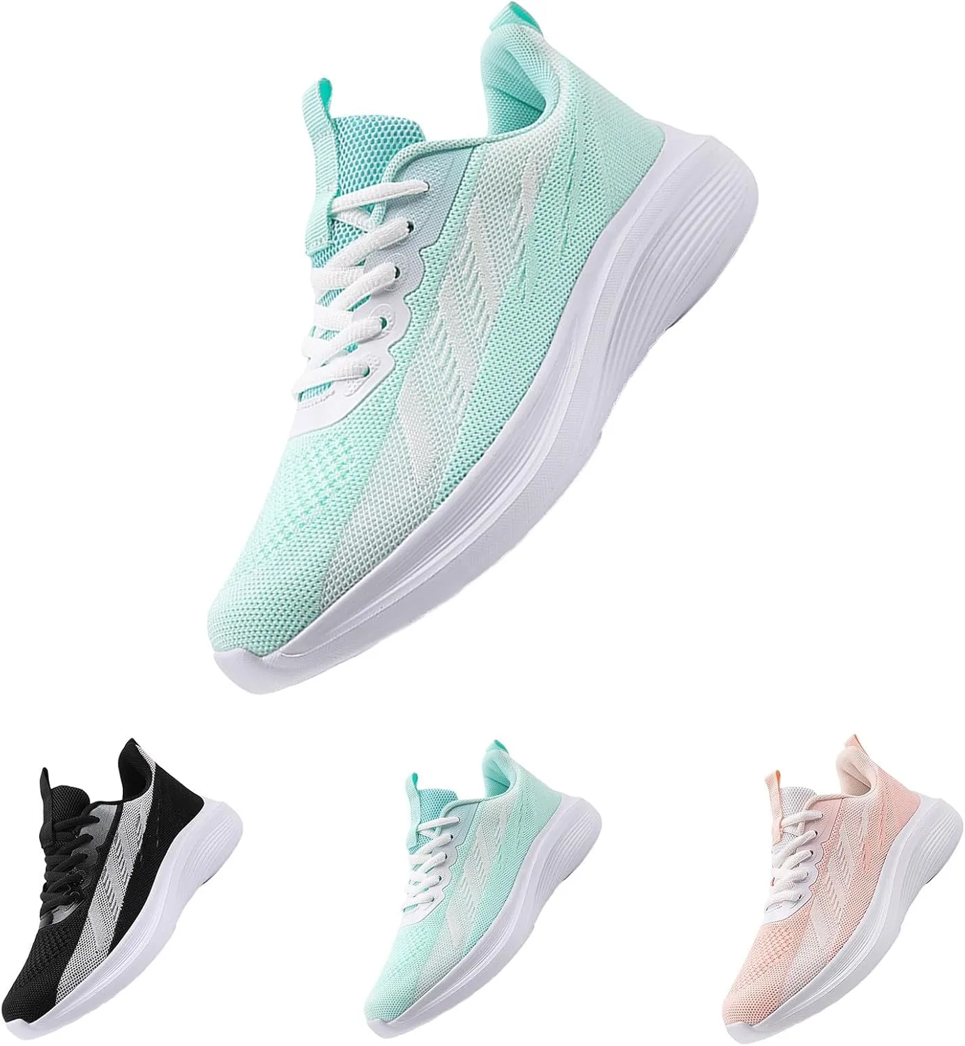 Athletic Shoes Women Fashion Lace Up Comfortable Soft Sole Sneakers Summer Lightweight Breathable Mesh Workout Shoes