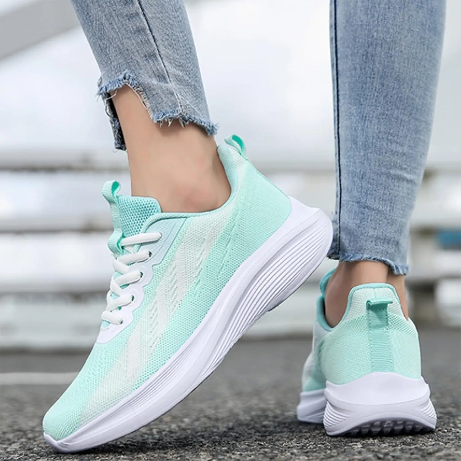 Athletic Shoes Women Fashion Lace Up Comfortable Soft Sole Sneakers Summer Lightweight Breathable Mesh Workout Shoes
