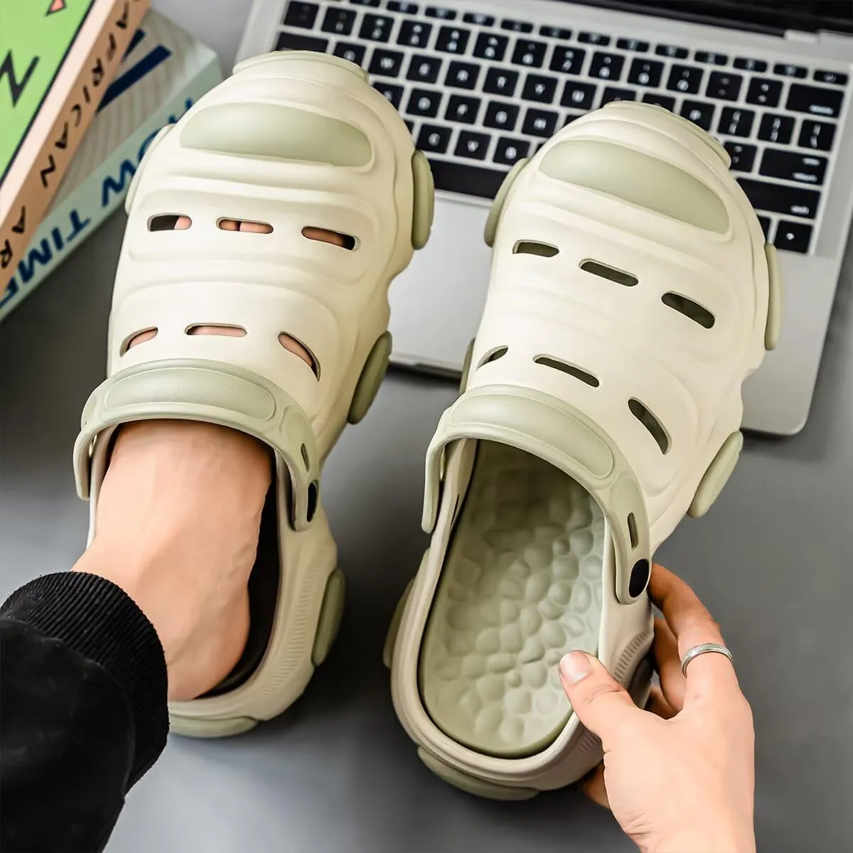 Breathable EVA Slip-On Clogs - Closed Toe Design for Casual Wear