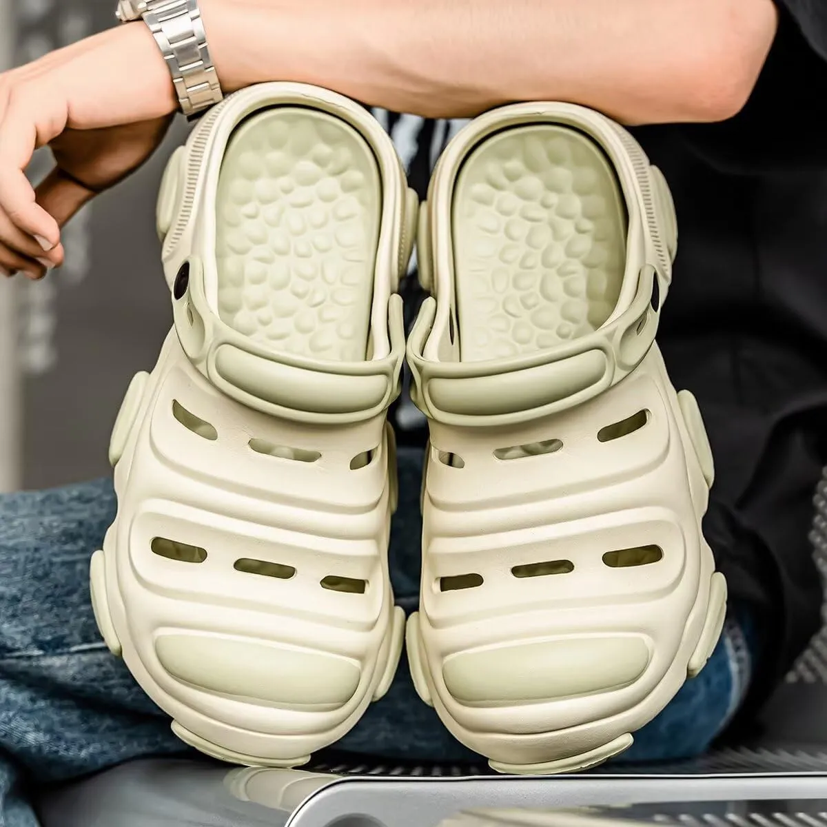 Breathable EVA Slip-On Clogs - Closed Toe Design for Casual Wear