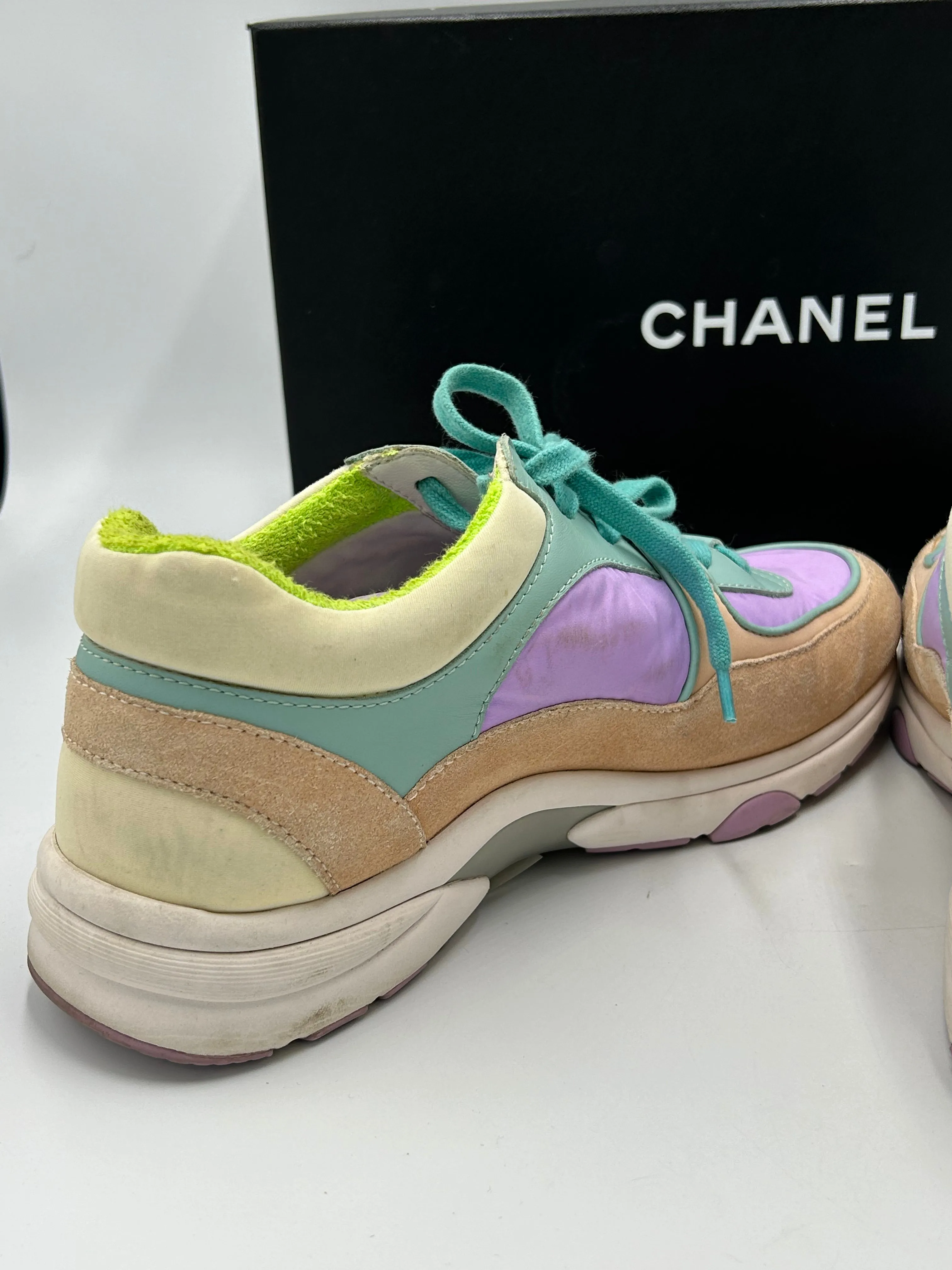 Chanel Logo Low-Top Trainer Luxury Designer Shoes, Size: 9