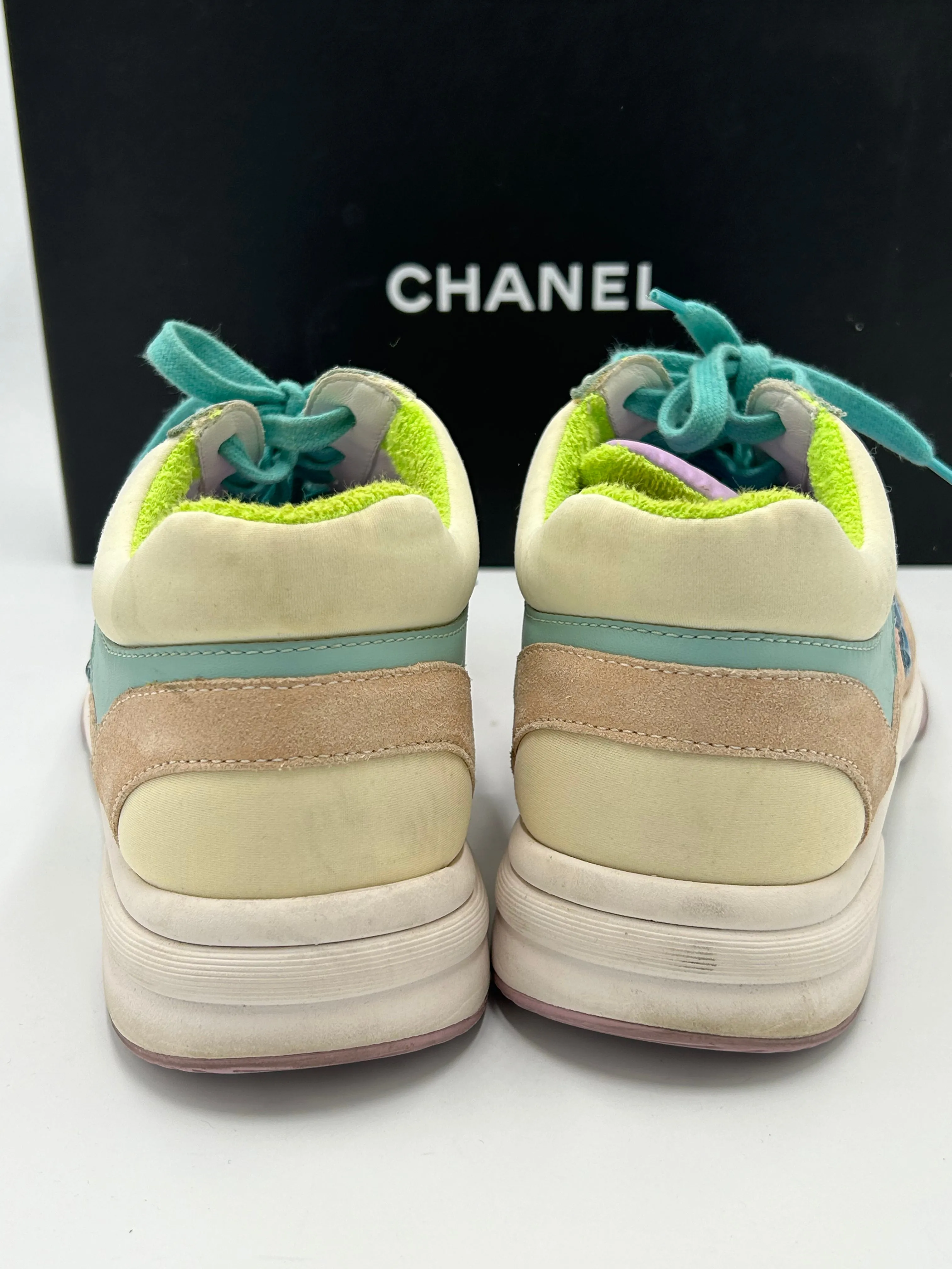 Chanel Logo Low-Top Trainer Luxury Designer Shoes, Size: 9