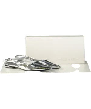 Charles & Keith Metallic Pointed Toe Slingback Flats UK 6 EU 39 