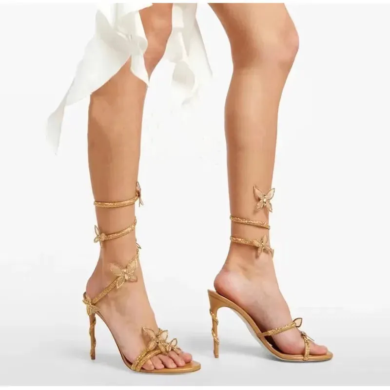 Crystal Butterfly High Heels