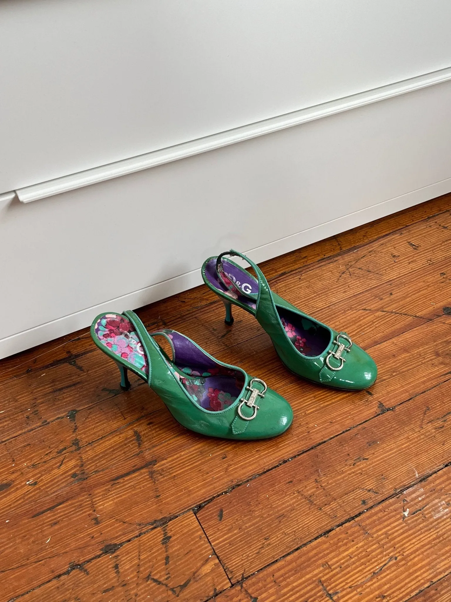 Dolce & Gabbana Green and Blue Slingbacks
