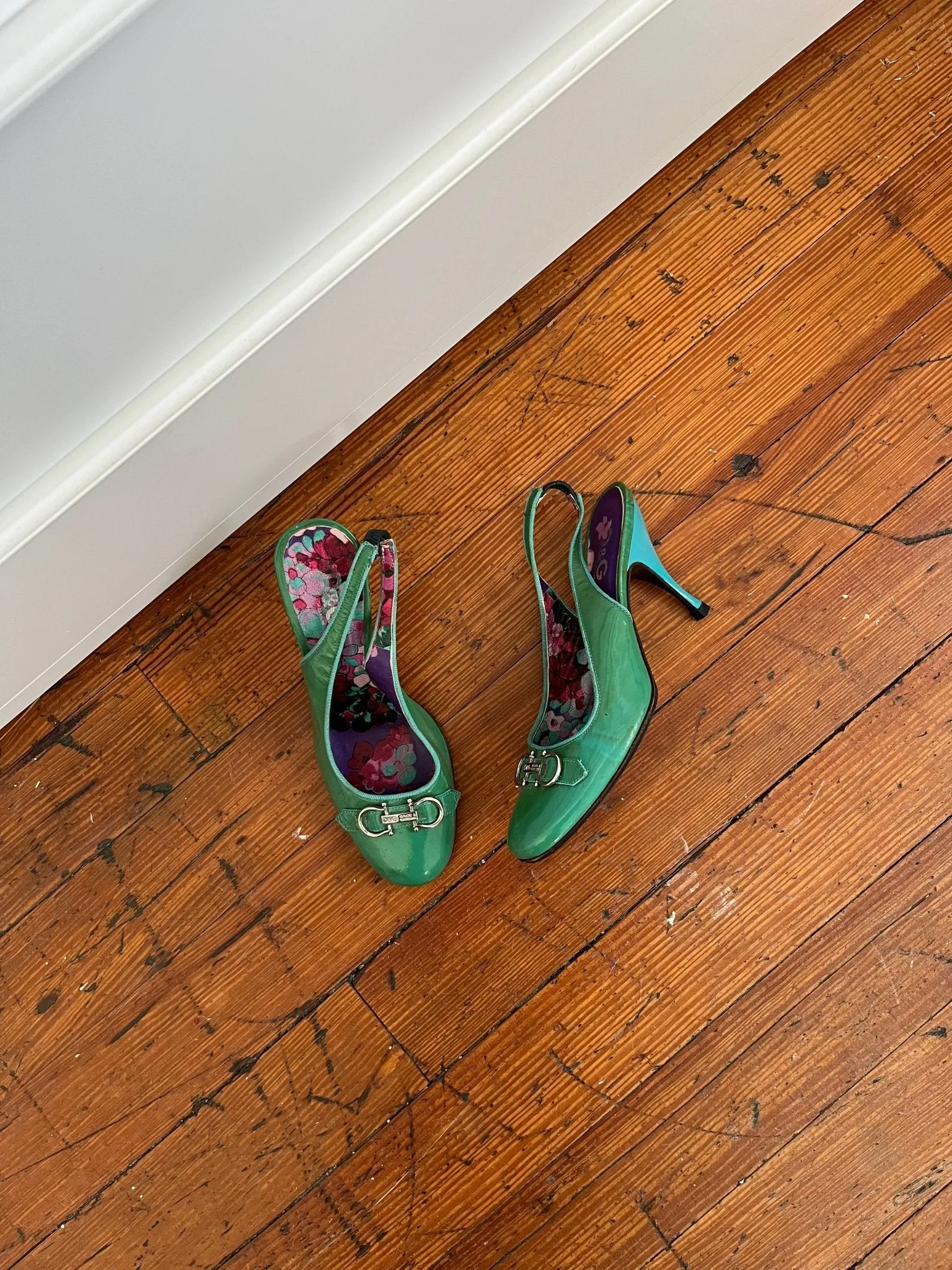 Dolce & Gabbana Green and Blue Slingbacks