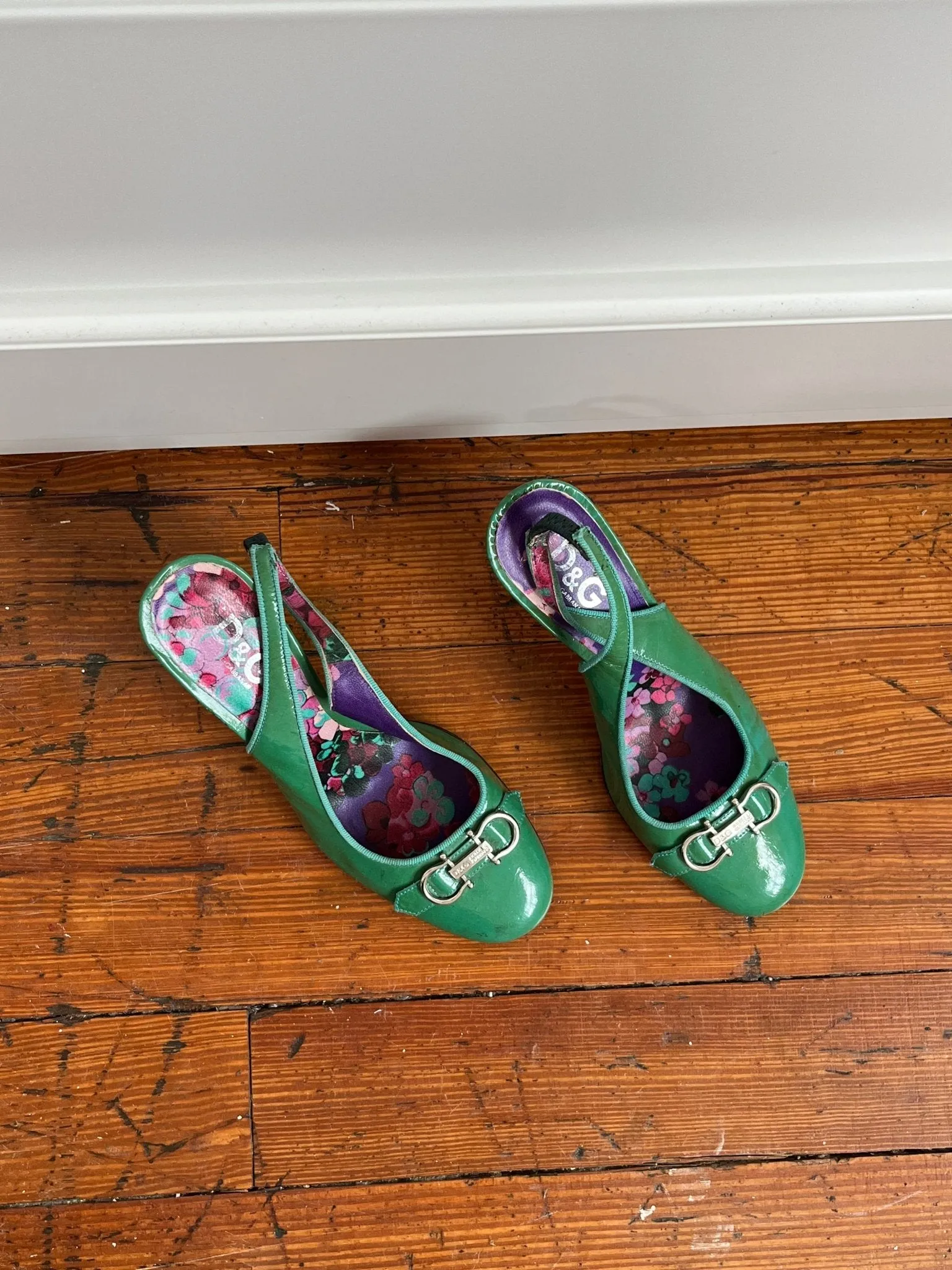Dolce & Gabbana Green and Blue Slingbacks