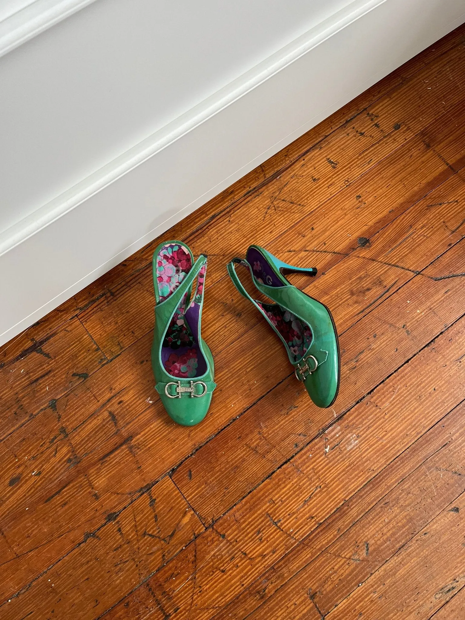 Dolce & Gabbana Green and Blue Slingbacks