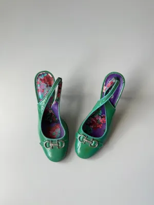Dolce & Gabbana Green and Blue Slingbacks