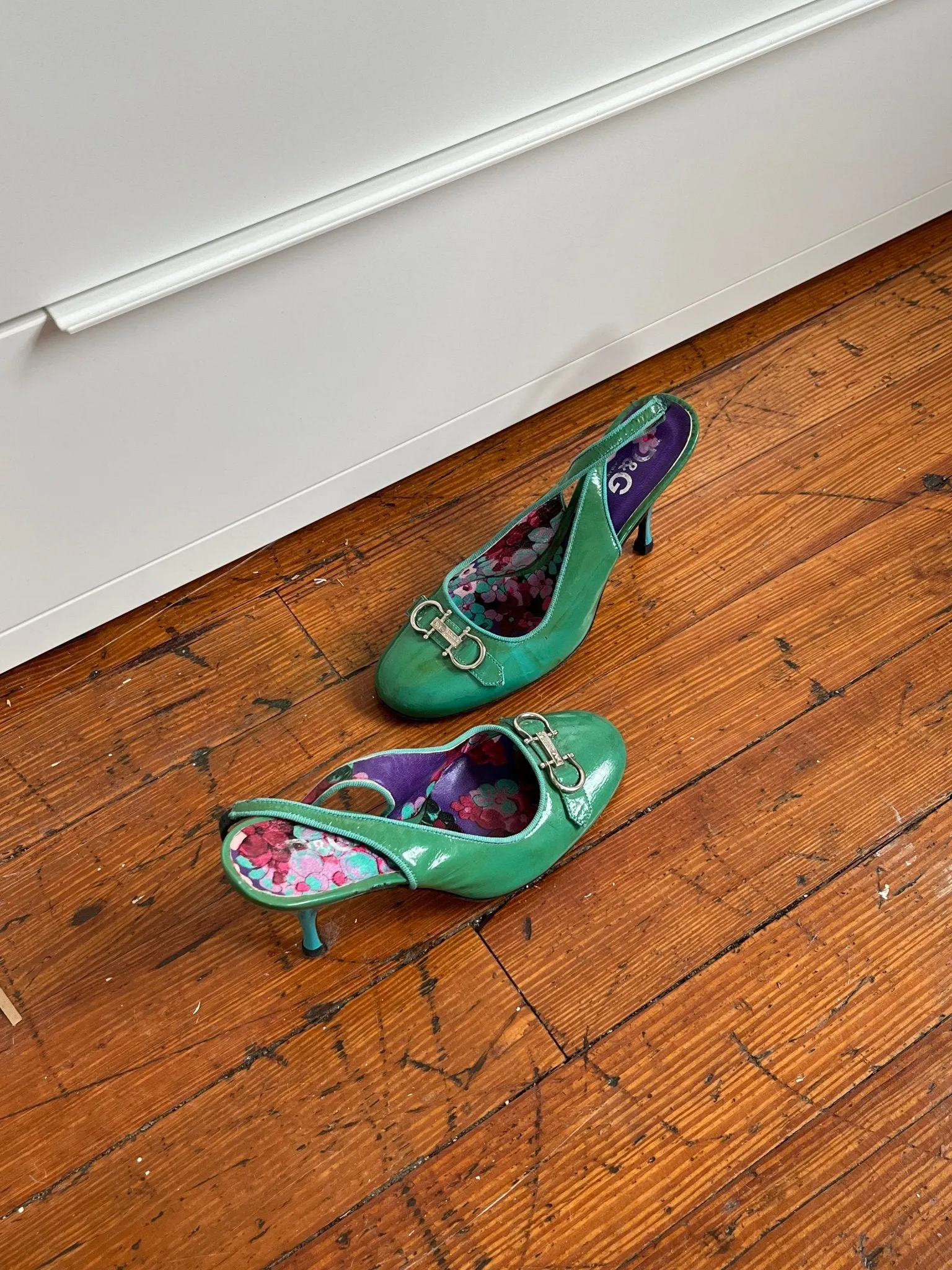 Dolce & Gabbana Green and Blue Slingbacks