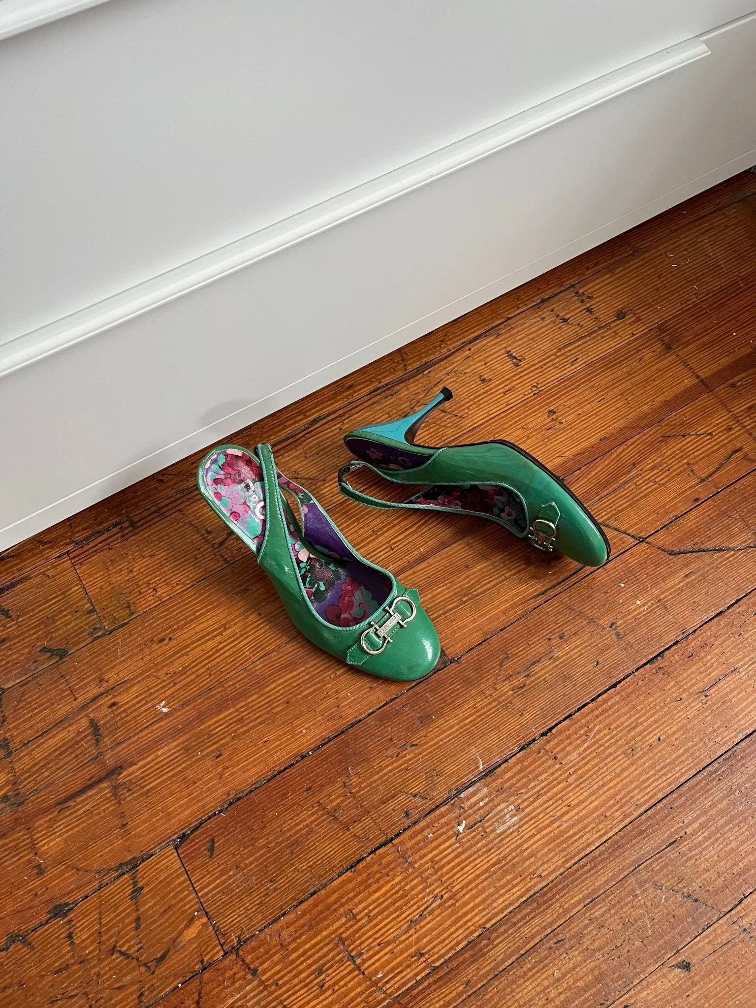 Dolce & Gabbana Green and Blue Slingbacks
