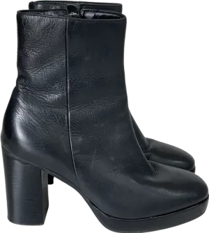 Dune Black Pella Platform Leather Ankle Boots UK 4 EU 37 