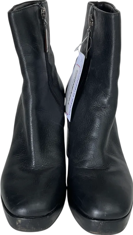 Dune Black Pella Platform Leather Ankle Boots UK 4 EU 37 