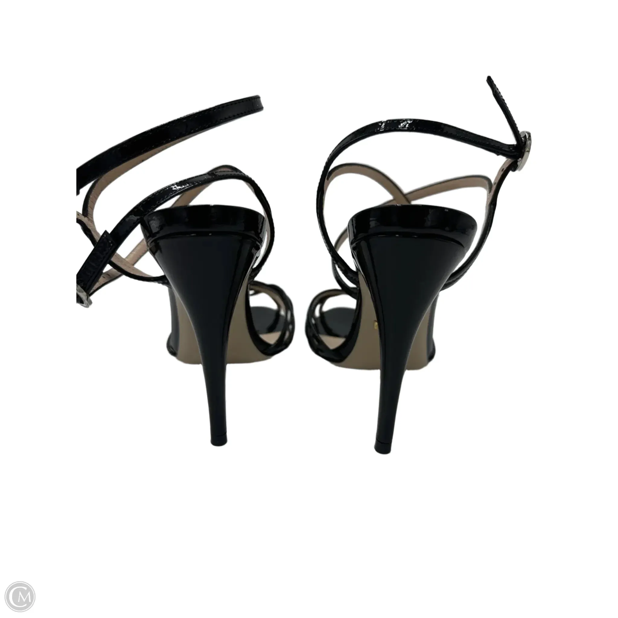 Gucci Vernice Crystal Luxury Sandal In Black, Size: 7.5 / 37.5