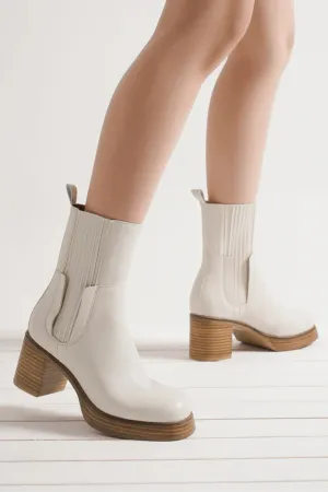 Ivory Chunky Heel Boots