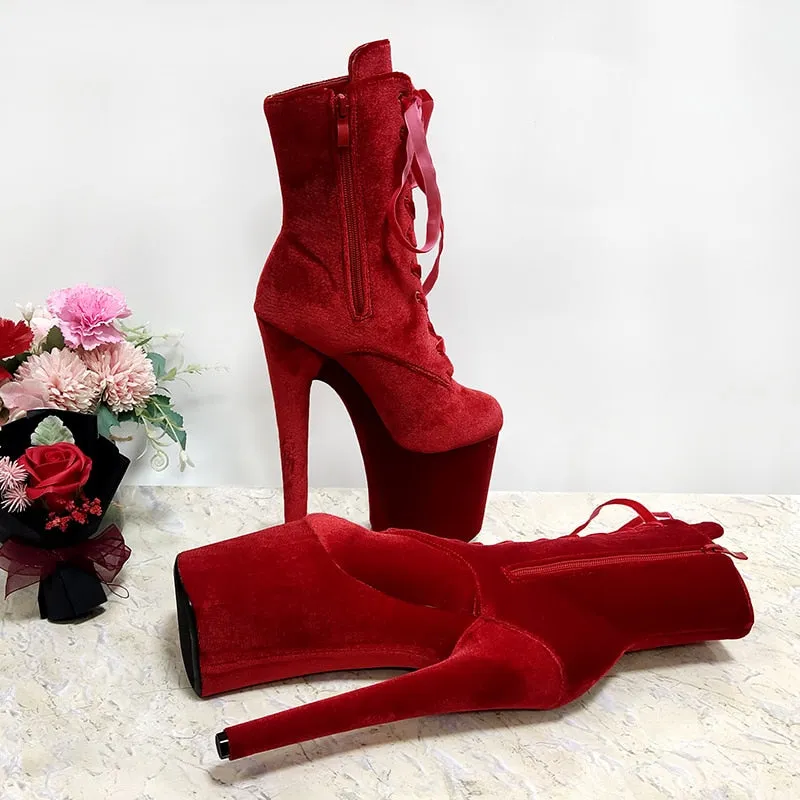 Lace Up Platform Ankle Boots Sexy Fetish Exotic Pole Dance Shoes Nightclub Stripper Heels