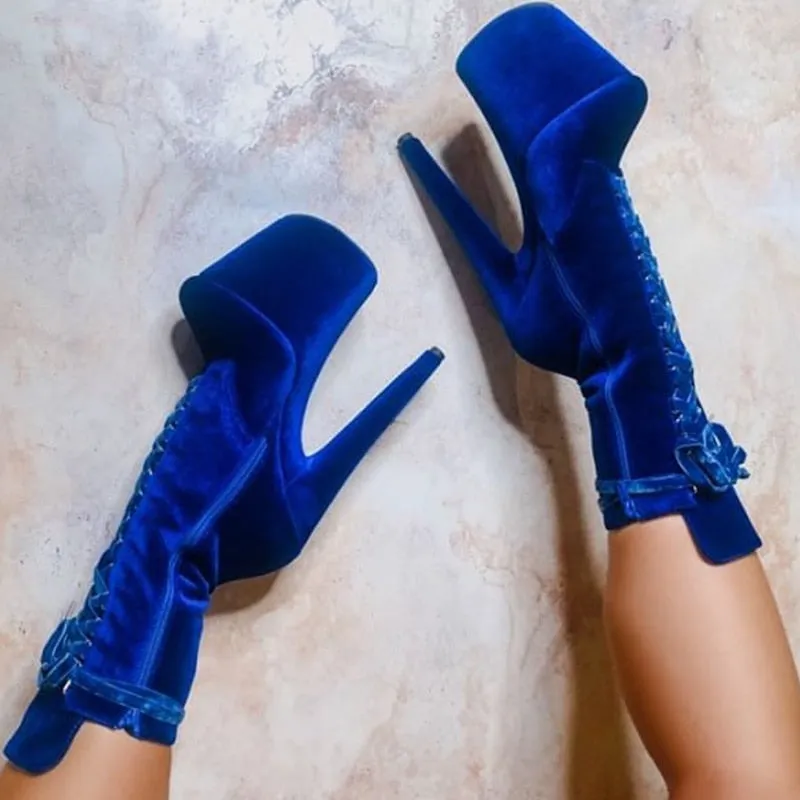 Lace Up Platform Ankle Boots Sexy Fetish Exotic Pole Dance Shoes Nightclub Stripper Heels