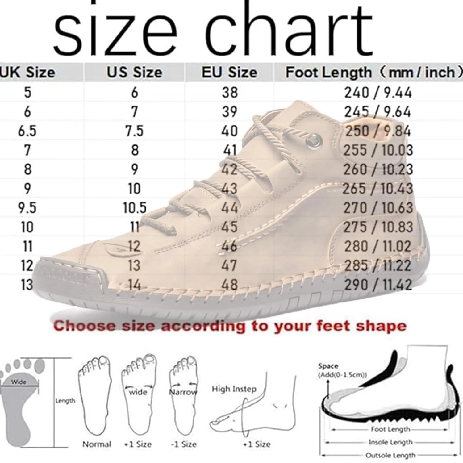 Men's Casual Breathable Slip on Orthopedic Walking Shoes, Classic Hand Stitching Lightweight Mid Top Dress Boots