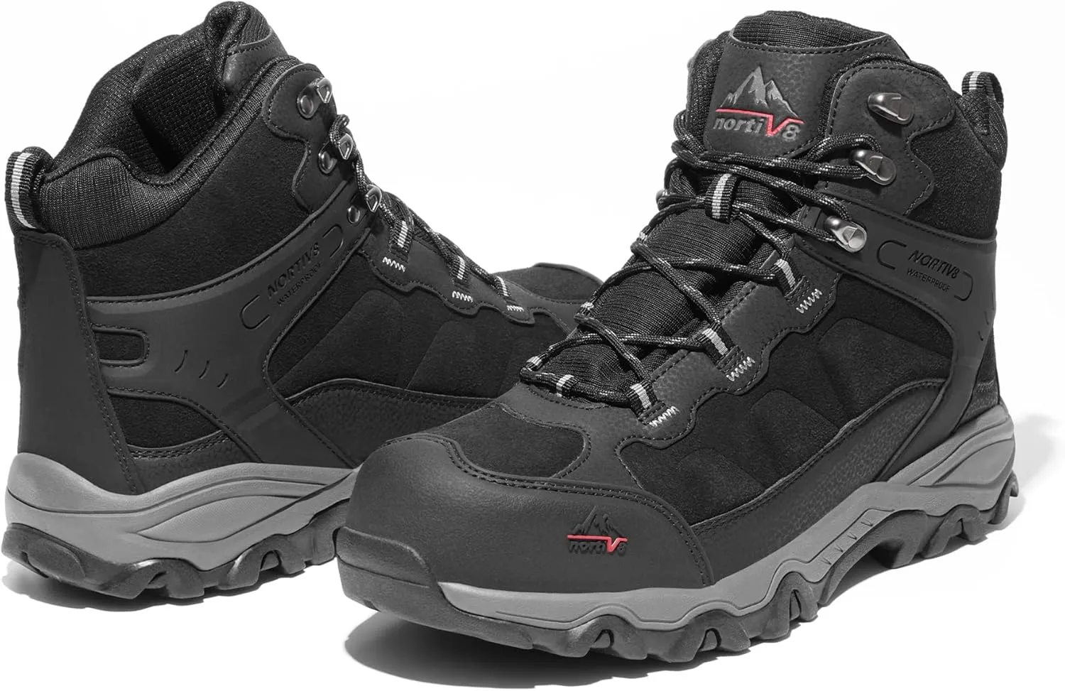 NORTIV 8 Waterproof Steel Toe Boots for Men Slip Resistant Safety Industrial Boots