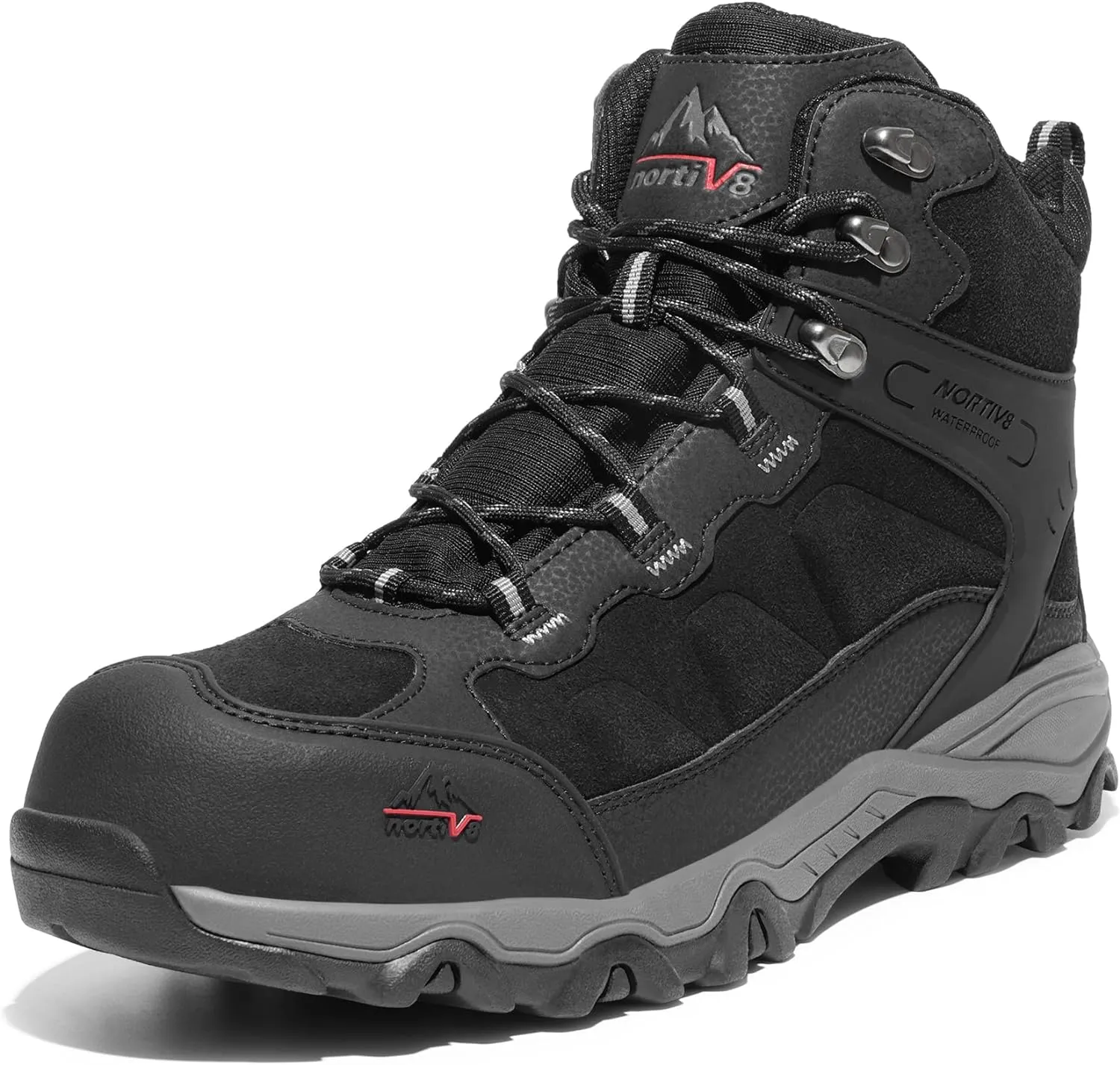 NORTIV 8 Waterproof Steel Toe Boots for Men Slip Resistant Safety Industrial Boots