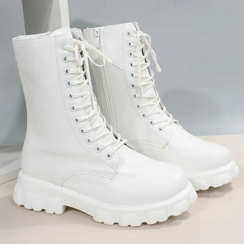 Platform Motorcycle Ankle Boots