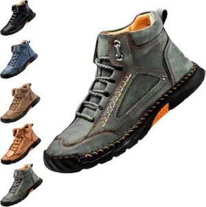 Saw Behind Men's Shoes, Sawbehind Men's Comfortable Handmade Leather Boots, Waterproof, Spacious Toe Box Leather Shoes