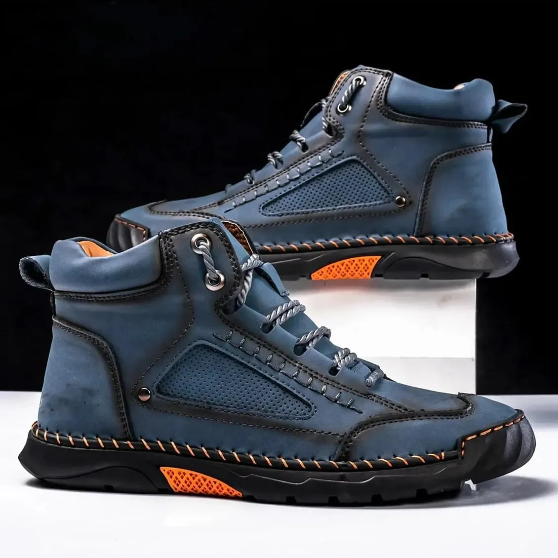 Sawbehind Mens Boots, Sawbehind Boots, Men's Comfortable Handmade Leather Boots,Waterproof Arch Support,Pressure Relief