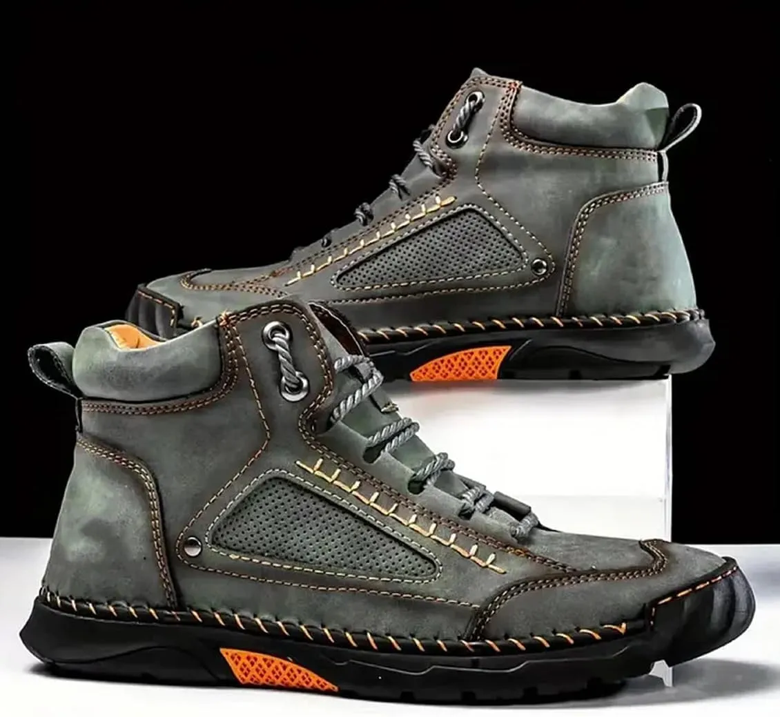 Sawbehind Mens Boots, Sawbehind Boots, Men's Comfortable Handmade Leather Boots,Waterproof Arch Support,Pressure Relief