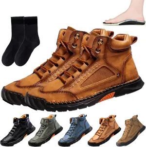 Sawbehind Mens Boots, Sawbehind Boots, Men's Comfortable Handmade Leather Boots,Waterproof Arch Support,Pressure Relief