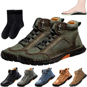 Sawbehind Mens Boots, Sawbehind Boots, Men's Comfortable Handmade Leather Boots,Waterproof Arch Support,Pressure Relief