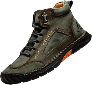 Sawbehind Men's Waterproof Handmade Leather Boots  Comfortable, Arch Support & Spacious Toe Box for Outdoor Adventures