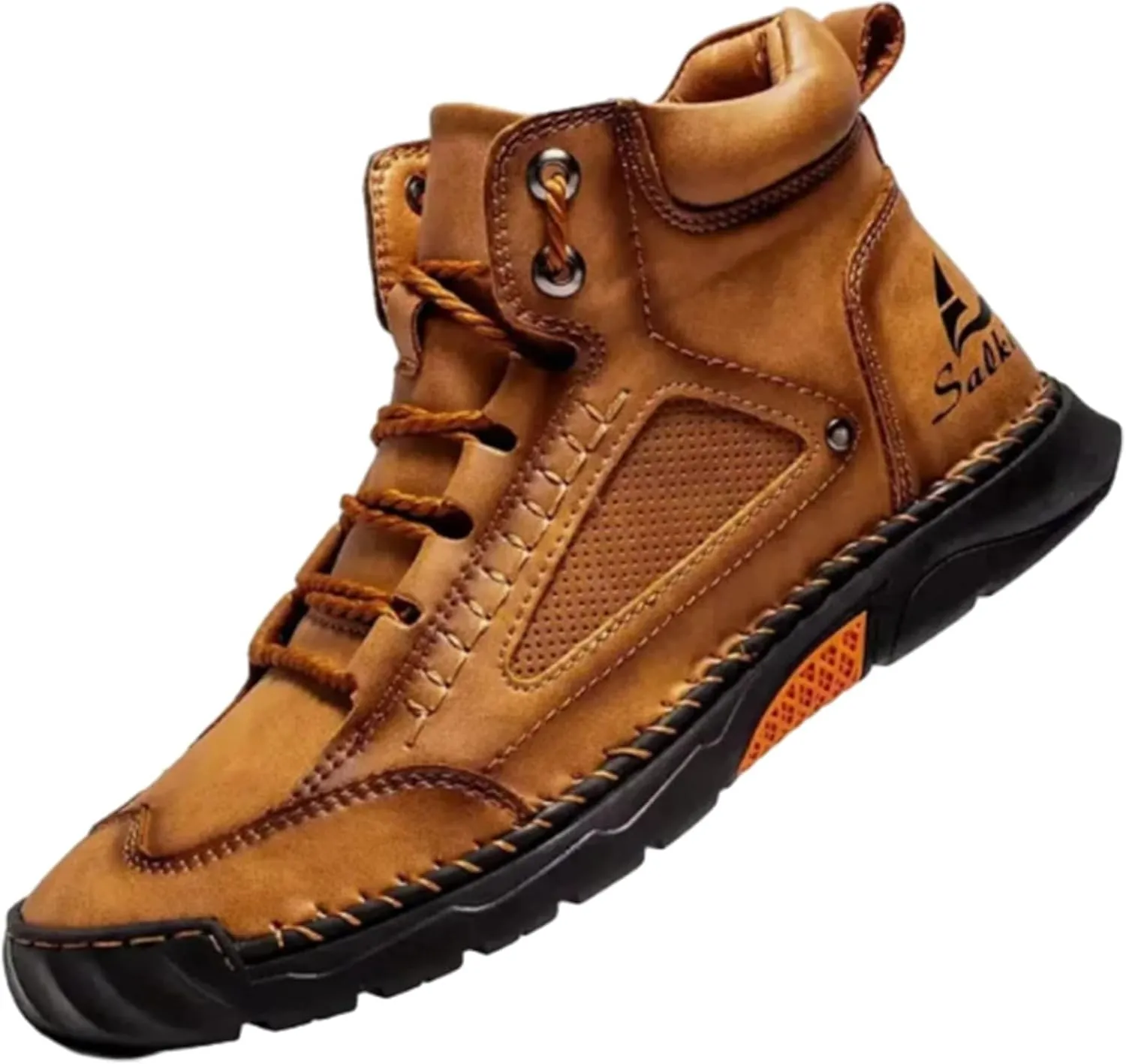 Sawbehind Men's Waterproof Handmade Leather Boots  Comfortable, Arch Support & Spacious Toe Box for Outdoor Adventures