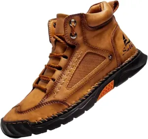 Sawbehind Men's Waterproof Handmade Leather Boots  Comfortable, Arch Support & Spacious Toe Box for Outdoor Adventures