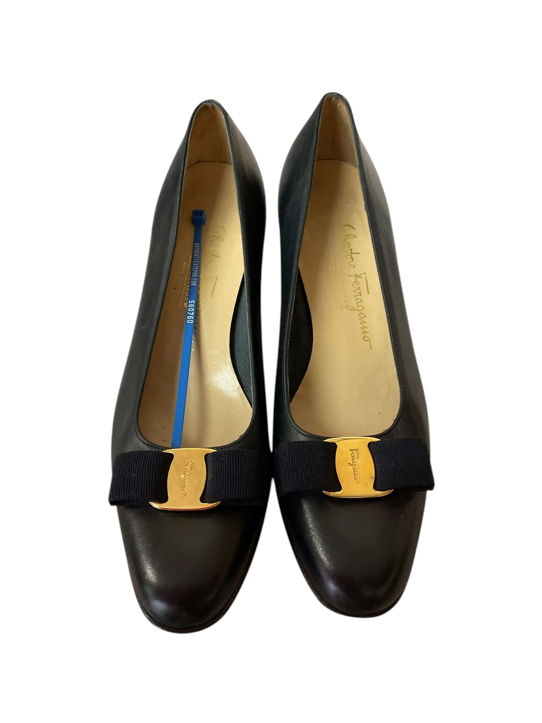 Shoes Luxury Designer By Ferragamo In Black, Size:9.5