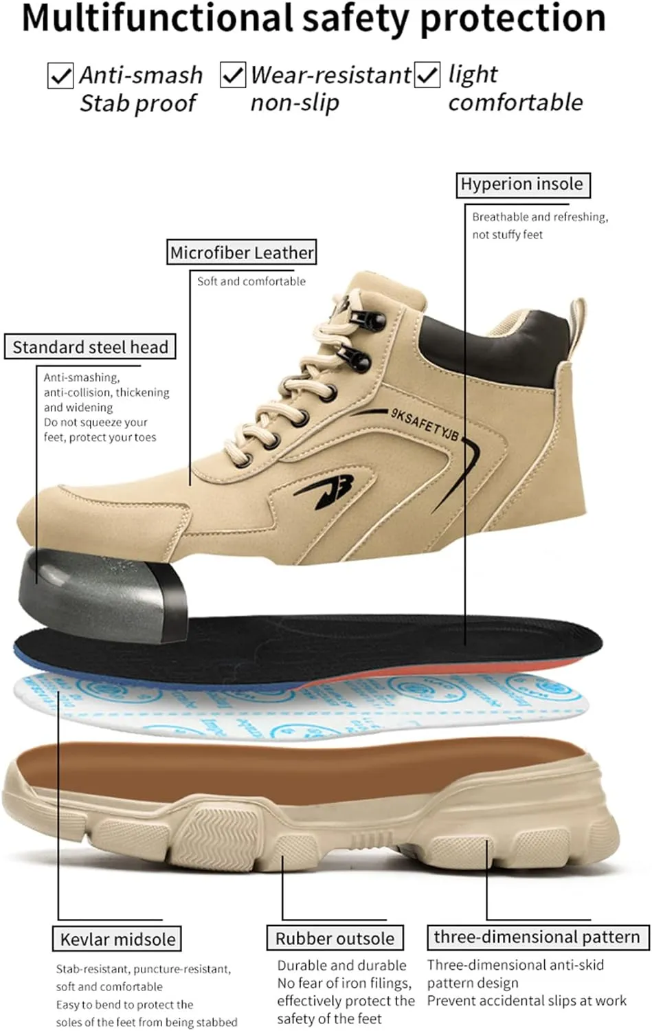 Steel Toe Shoes for Men Lightweight Mens Work Safety Shoes Sneakers Industrial Construction Outdoor Boots