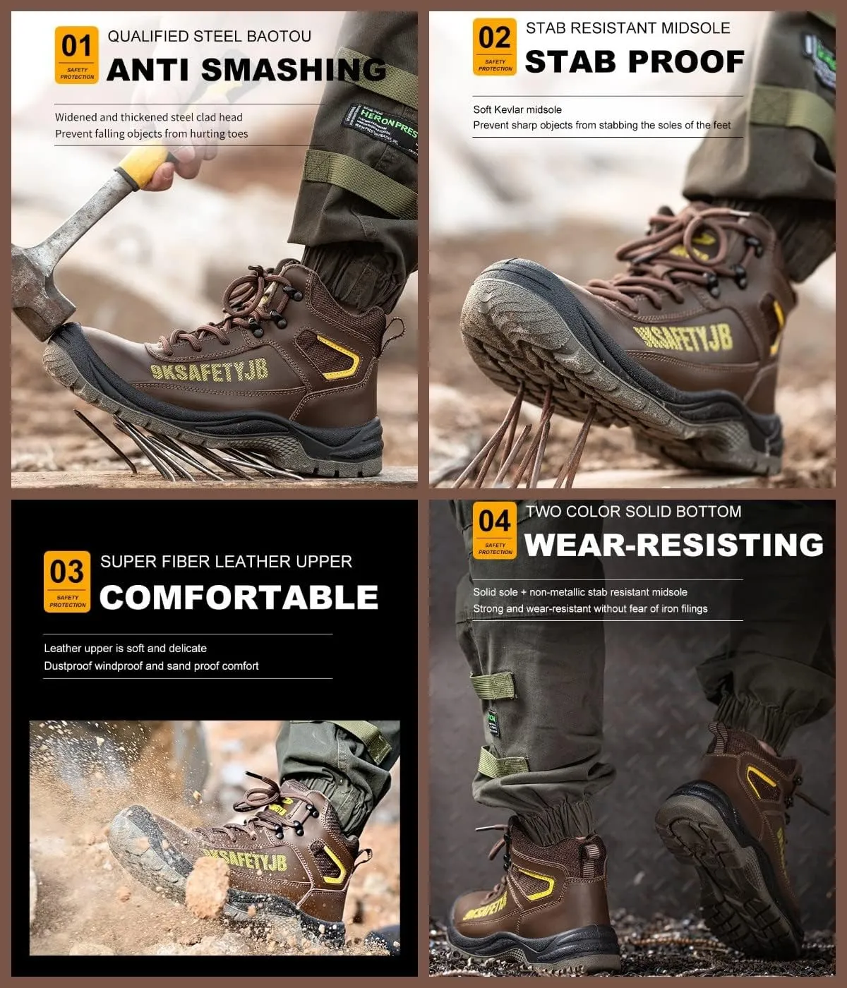 Steel Toe Shoes for Men Safety Work Boots Waterproof for Industrial Construction Lightweight Sneakers Hiking Shoes
