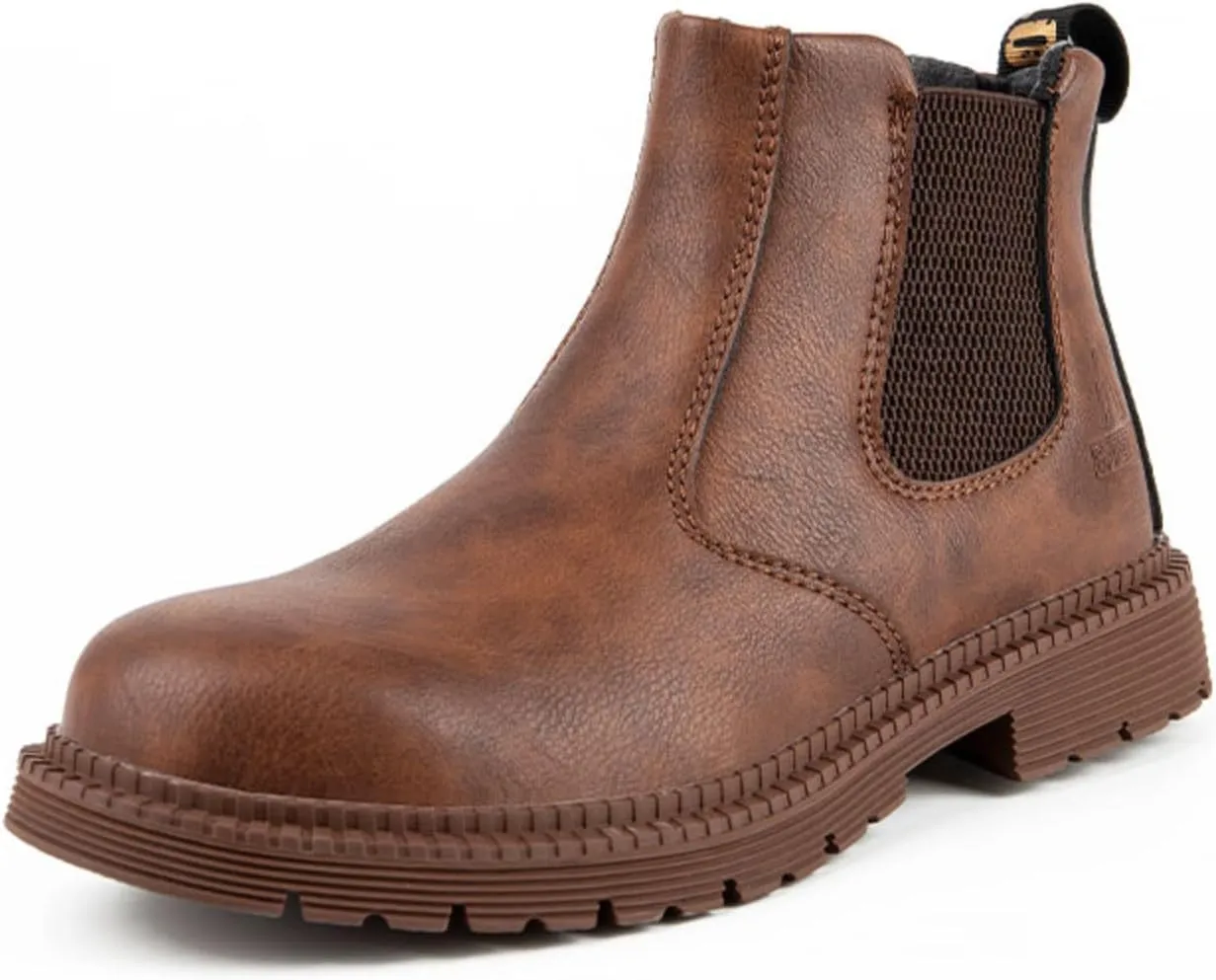 Steel Toe Work Boots for Men Waterproof Lightweight Slip-on Safety Shoes Industrial Construction Outdoor Sneakers