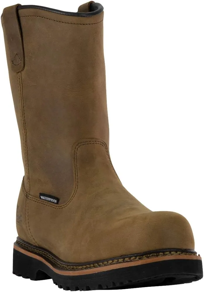 Thorogood V-Series 11 Waterproof Pull On Wellington Boots for Men - Premium Leather with Composite Safety Toe, Comfort Insole, and Chevron Traction Outsole; ASTM Rated