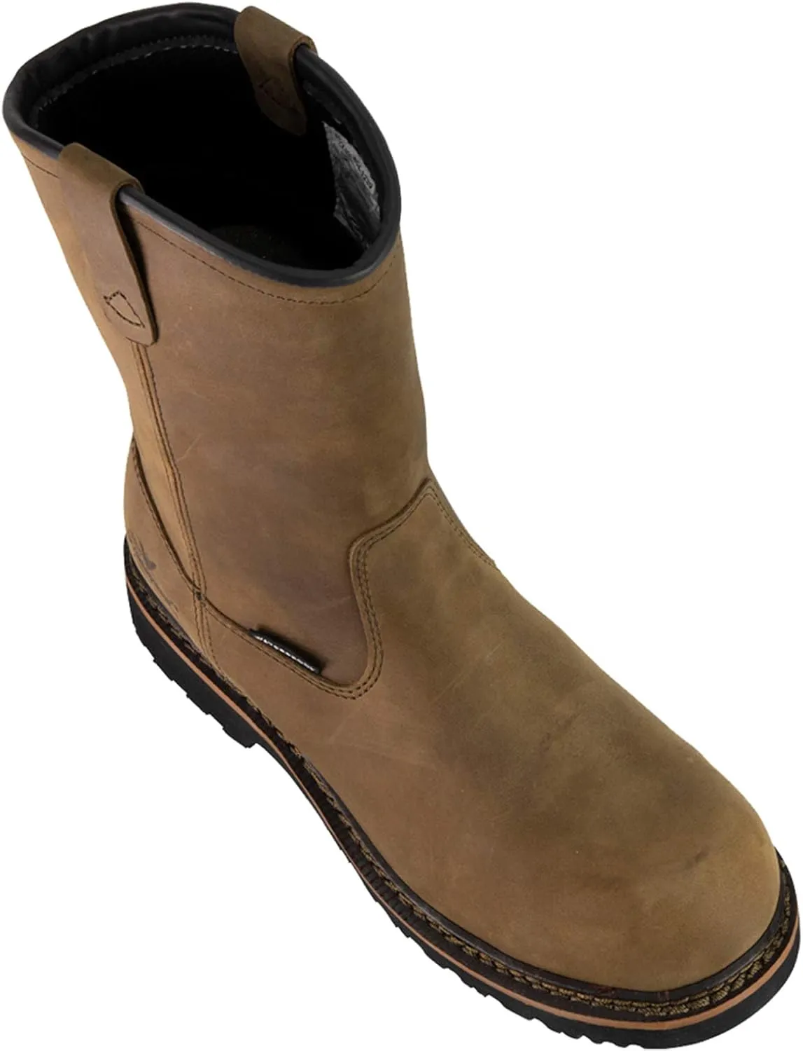 Thorogood V-Series 11 Waterproof Pull On Wellington Boots for Men - Premium Leather with Composite Safety Toe, Comfort Insole, and Chevron Traction Outsole; ASTM Rated