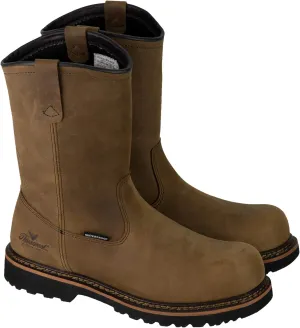 Thorogood V-Series 11 Waterproof Pull On Wellington Boots for Men - Premium Leather with Composite Safety Toe, Comfort Insole, and Chevron Traction Outsole; ASTM Rated