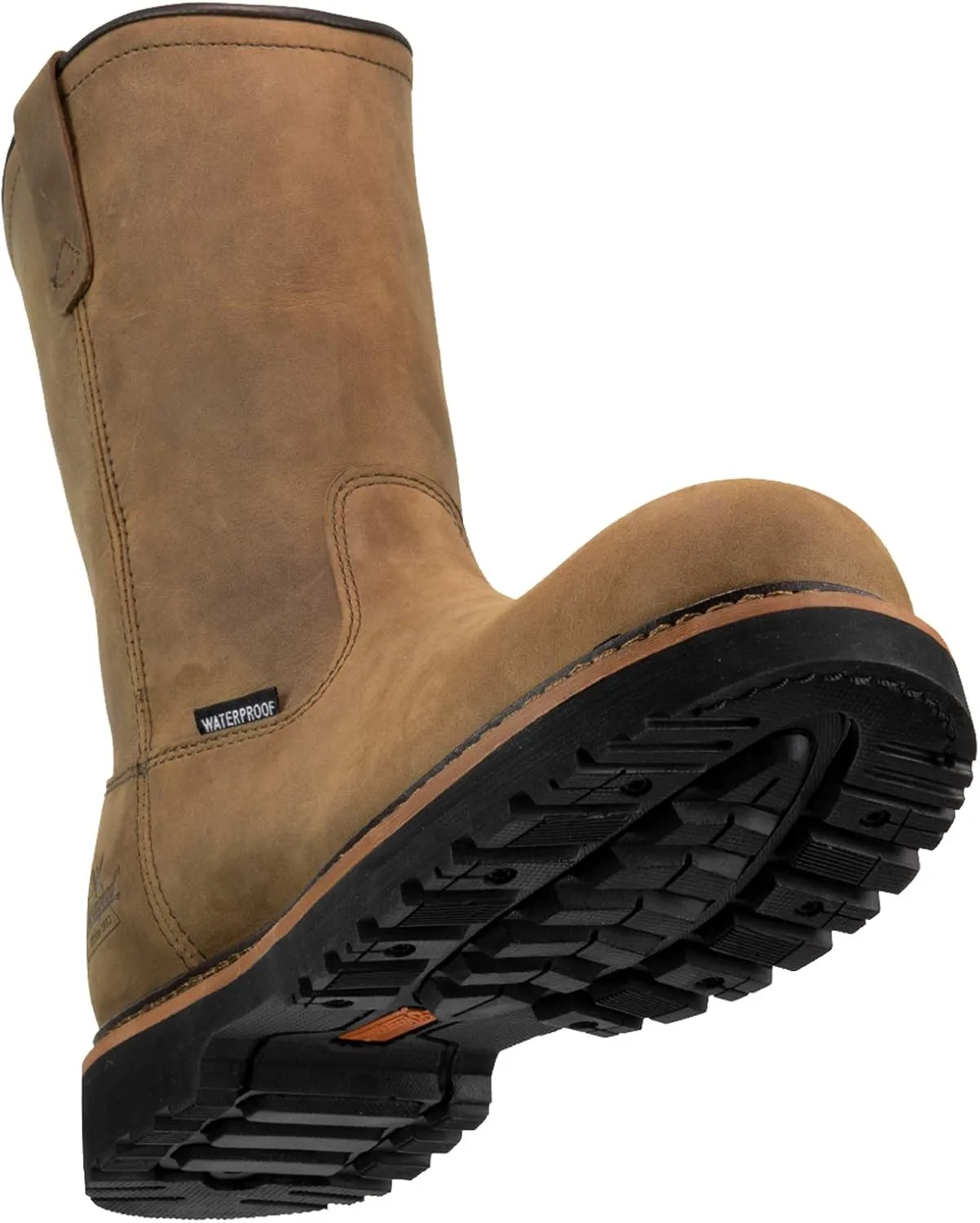 Thorogood V-Series 11 Waterproof Pull On Wellington Boots for Men - Premium Leather with Composite Safety Toe, Comfort Insole, and Chevron Traction Outsole; ASTM Rated