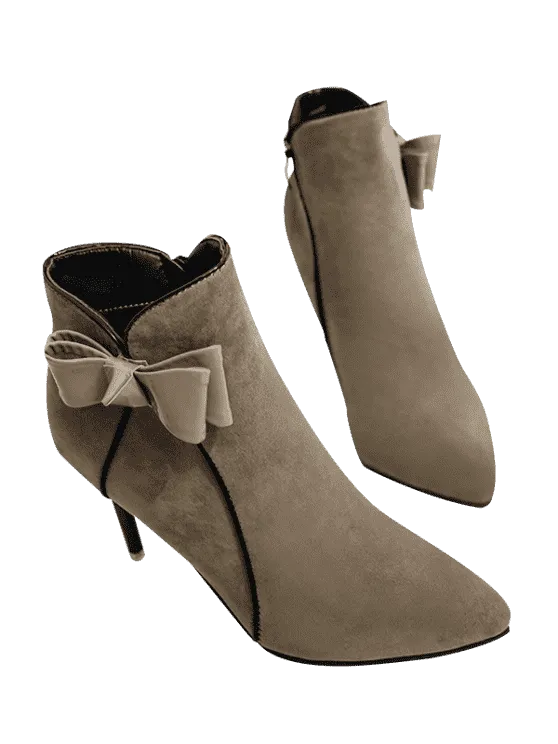 Trendy Stiletto Heel Bow Ankle Boots