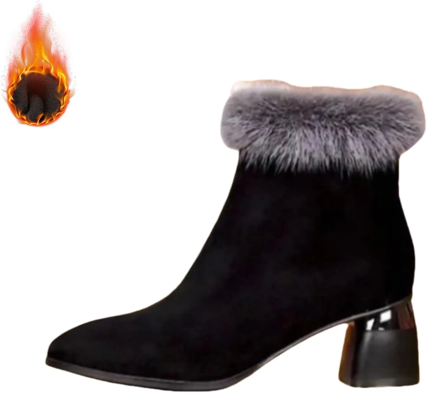 Women's Heel Ankle Boots Warm Pointed Toe Party High Heels Breathable Winter Dress Shoes Lady Snow Boots