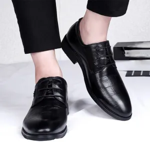 Working Men Formal Shoes Waterproof Leather Lace Up Breathable Slip Resistant Business